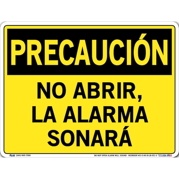 Vinyl Label Sign, 9-1/2" Height, 12-1/2" Width, Vinyl Label, Rectangle, Spanish